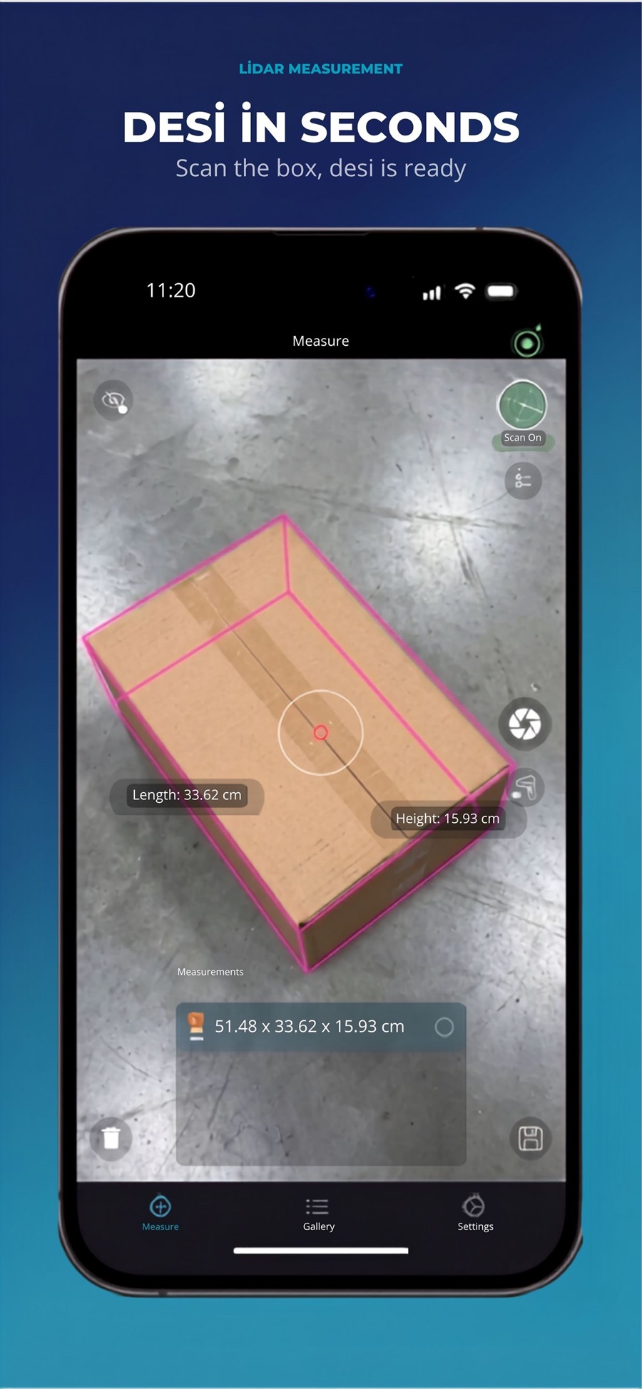 LiDAR parcel measurement in the CubixPro app